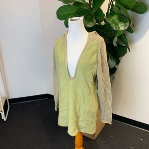 Green and Tan Hooded Sweater